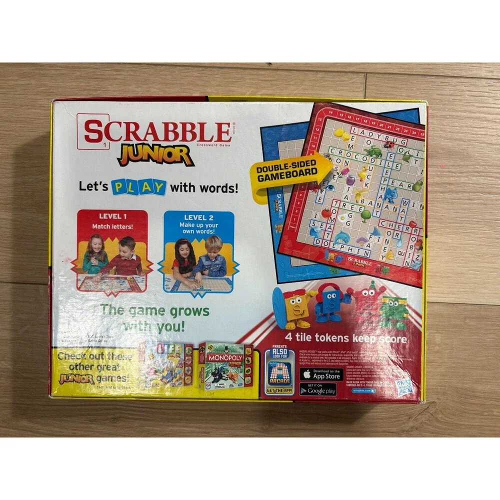 Scrabble Junior Crossword Game 2-4 Players Ages 5+ Hasbro Gaming Complete